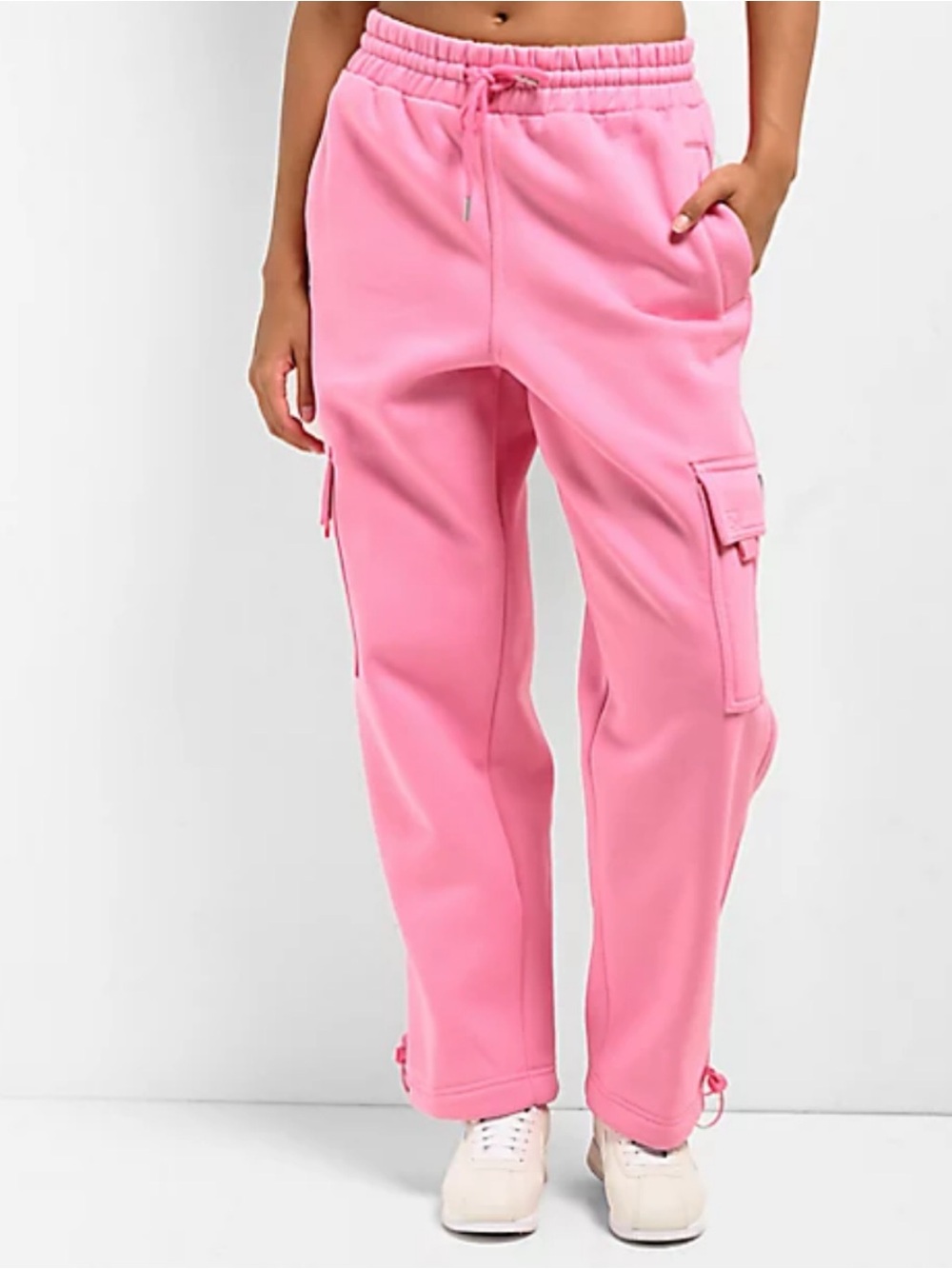 FB County Women's Pink Cargo Sweatpants - Casual Drawstring Pants Size Small